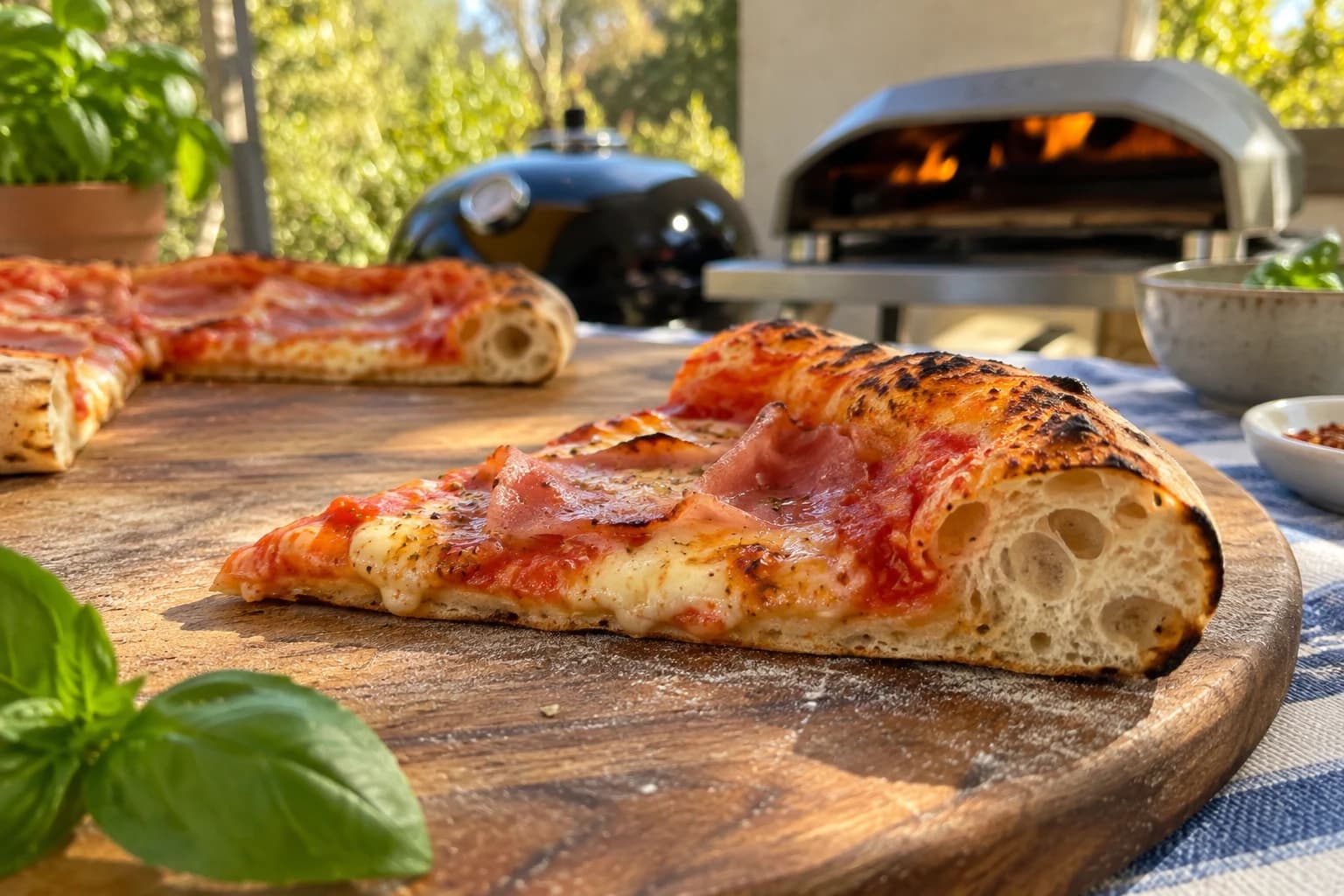 Angeschnittener Pizzarand mit luftiger Krume – KI-generiertes Themenbild